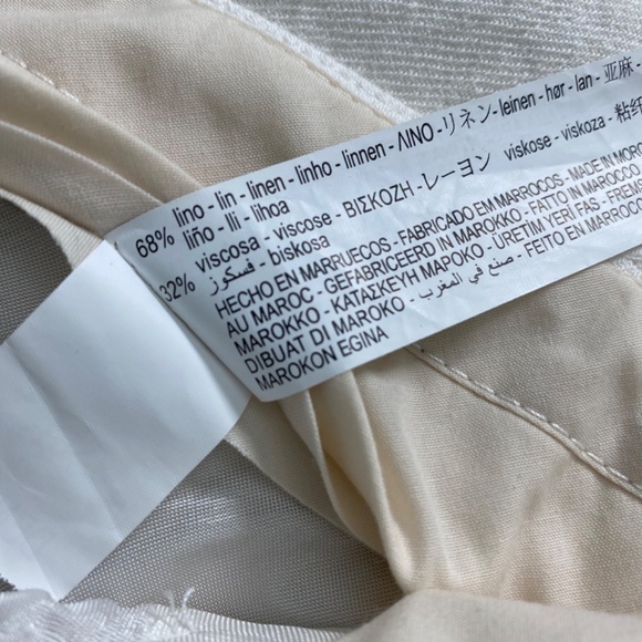 Zara Cream Linen Blend High Rise Pants Sz M - Picture 14 of 14